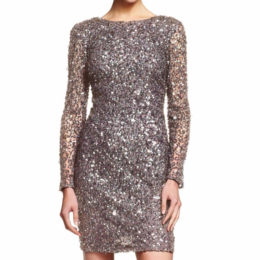 Adrianna Pappell long sleeve Sequin Dress